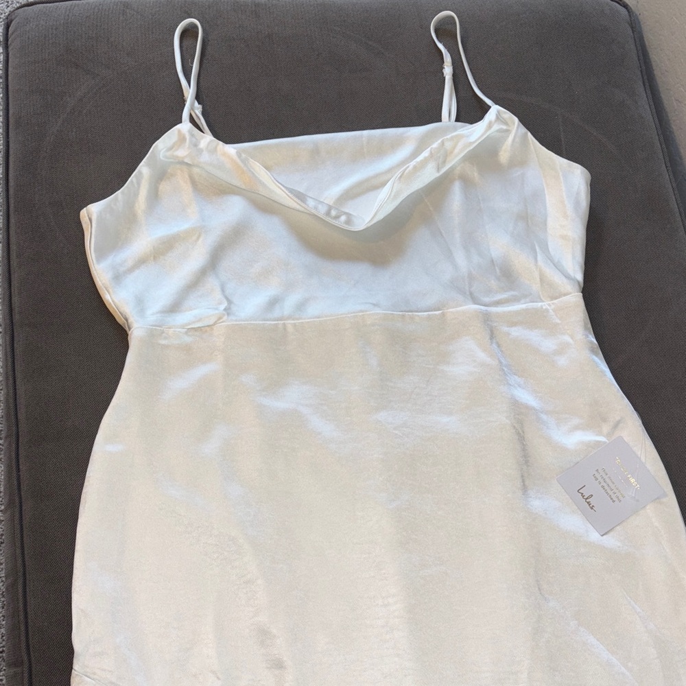 Lulus Wedding dress size XL Allure ivory satin Backless Cowl Neck. - Picture 6 of 16